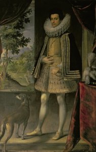 Portret van een heer met een hond